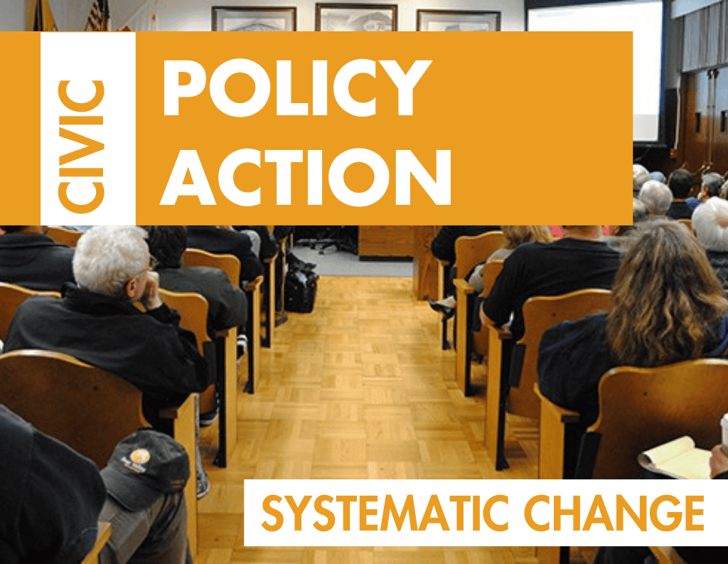 Audience attending a climate policy discussion at SLO Climate Coalition event.