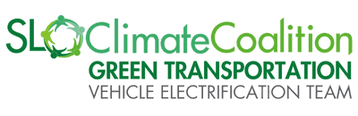 SLO Climate Coalition logo promoting green transportation initiatives.