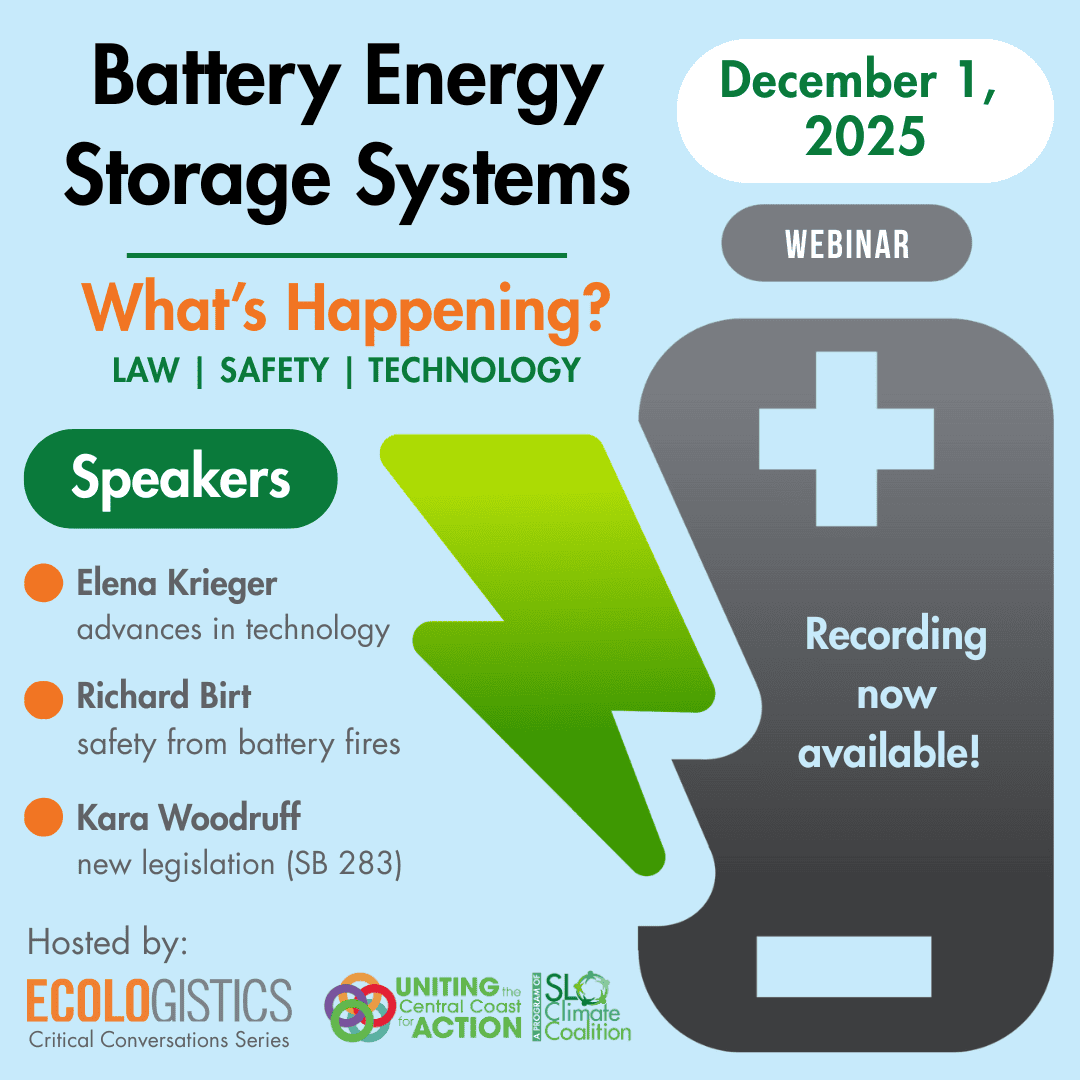 SLO Climate Coalition Civic Action event on battery energy storage systems.