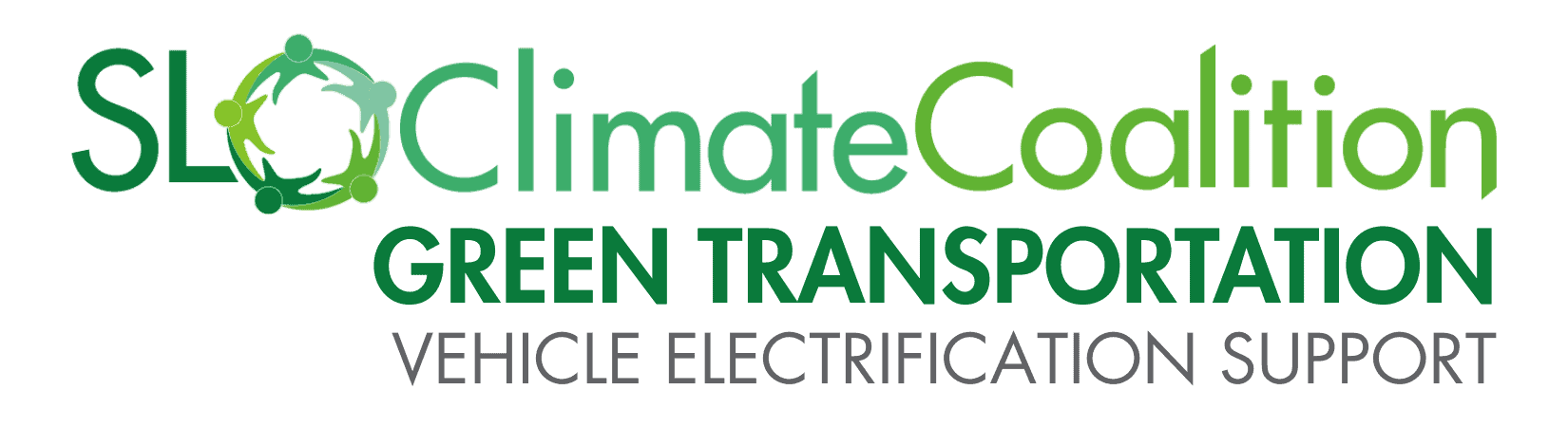 SLO Climate Coalition logo with green transportation icons and text.